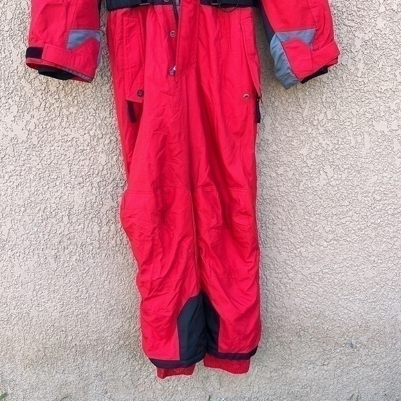 Vtg 80s One Piece Ski Suit Snow Bib Snowsuit Retro Red Black Inside Edge Women S - Picture 4 of 16